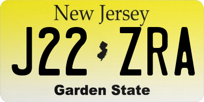 NJ license plate J22ZRA