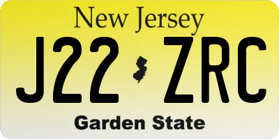 NJ license plate J22ZRC