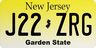 NJ license plate J22ZRG