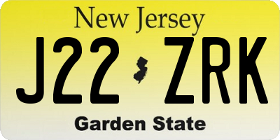 NJ license plate J22ZRK