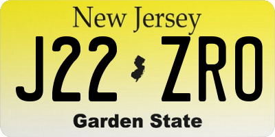 NJ license plate J22ZRO