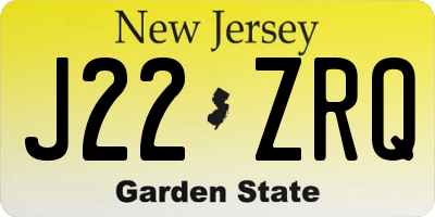 NJ license plate J22ZRQ