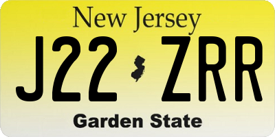 NJ license plate J22ZRR