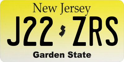 NJ license plate J22ZRS