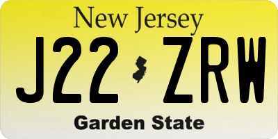 NJ license plate J22ZRW