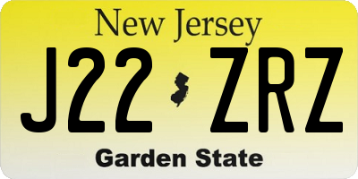NJ license plate J22ZRZ