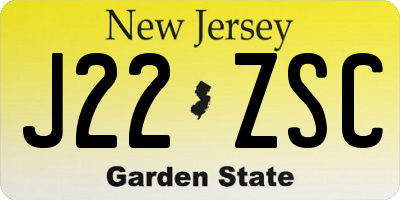 NJ license plate J22ZSC