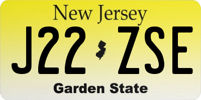 NJ license plate J22ZSE