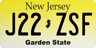 NJ license plate J22ZSF