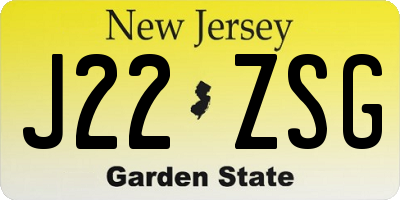 NJ license plate J22ZSG