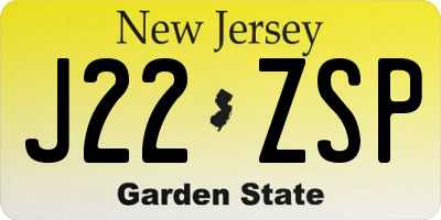 NJ license plate J22ZSP