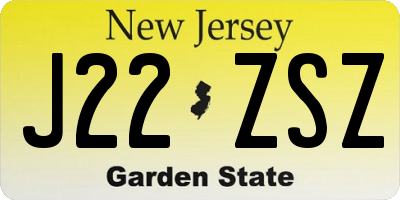 NJ license plate J22ZSZ