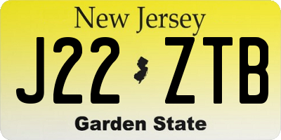 NJ license plate J22ZTB