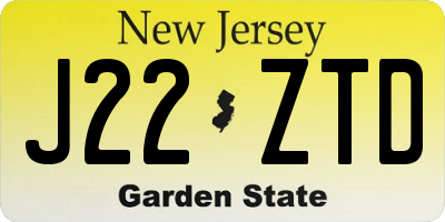 NJ license plate J22ZTD