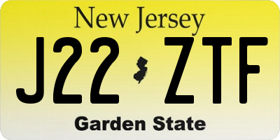 NJ license plate J22ZTF