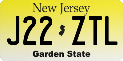NJ license plate J22ZTL