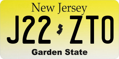 NJ license plate J22ZTO