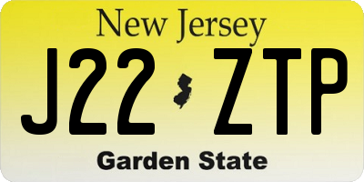 NJ license plate J22ZTP