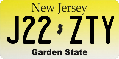NJ license plate J22ZTY