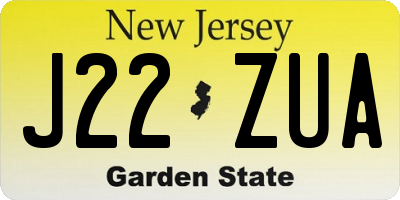 NJ license plate J22ZUA