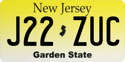 NJ license plate J22ZUC