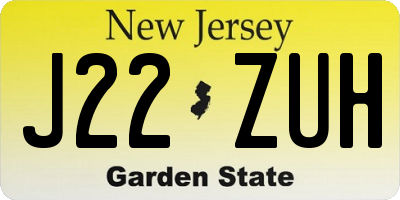 NJ license plate J22ZUH