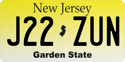 NJ license plate J22ZUN