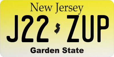 NJ license plate J22ZUP