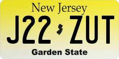 NJ license plate J22ZUT