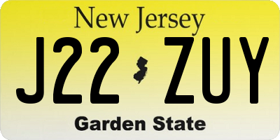 NJ license plate J22ZUY