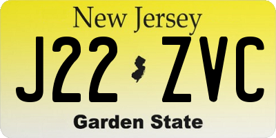 NJ license plate J22ZVC