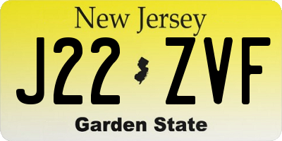 NJ license plate J22ZVF