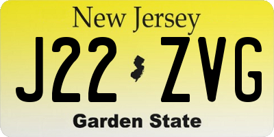 NJ license plate J22ZVG
