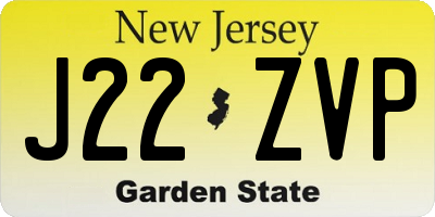 NJ license plate J22ZVP
