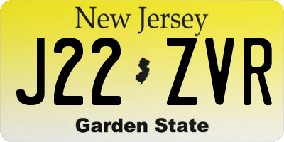 NJ license plate J22ZVR