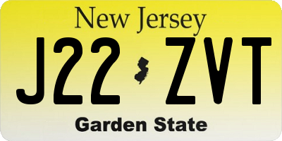 NJ license plate J22ZVT