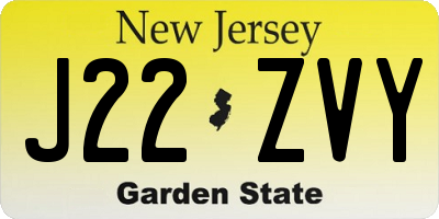 NJ license plate J22ZVY