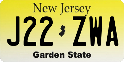 NJ license plate J22ZWA