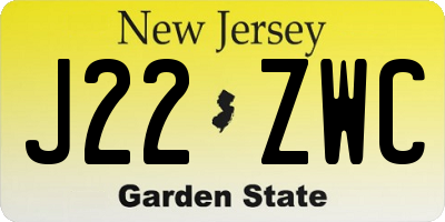 NJ license plate J22ZWC