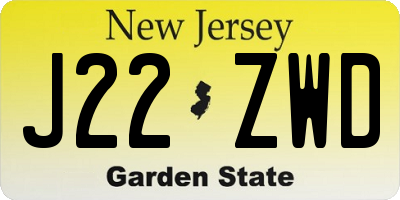 NJ license plate J22ZWD