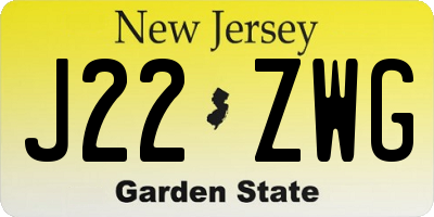 NJ license plate J22ZWG