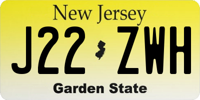 NJ license plate J22ZWH