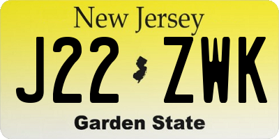 NJ license plate J22ZWK