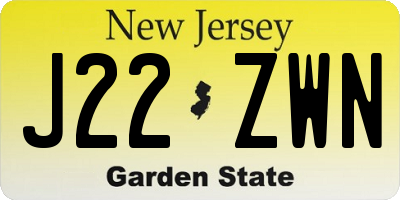 NJ license plate J22ZWN