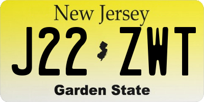 NJ license plate J22ZWT