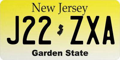 NJ license plate J22ZXA