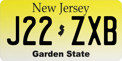 NJ license plate J22ZXB
