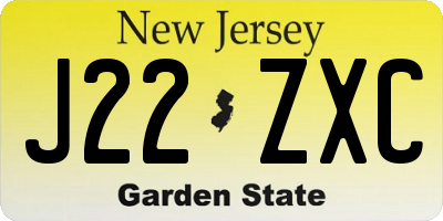 NJ license plate J22ZXC