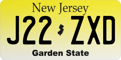 NJ license plate J22ZXD