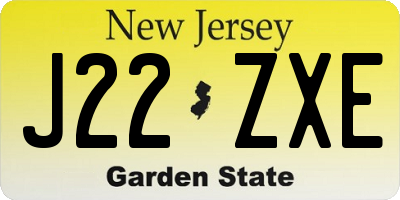 NJ license plate J22ZXE